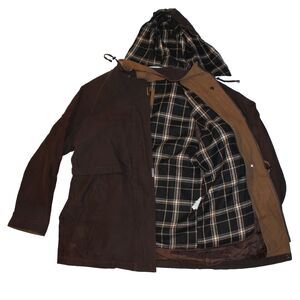 Vtg Brown Chore Coat Barn Suede Jacket BRAETAN M Bomber - Blanket Flannel READ